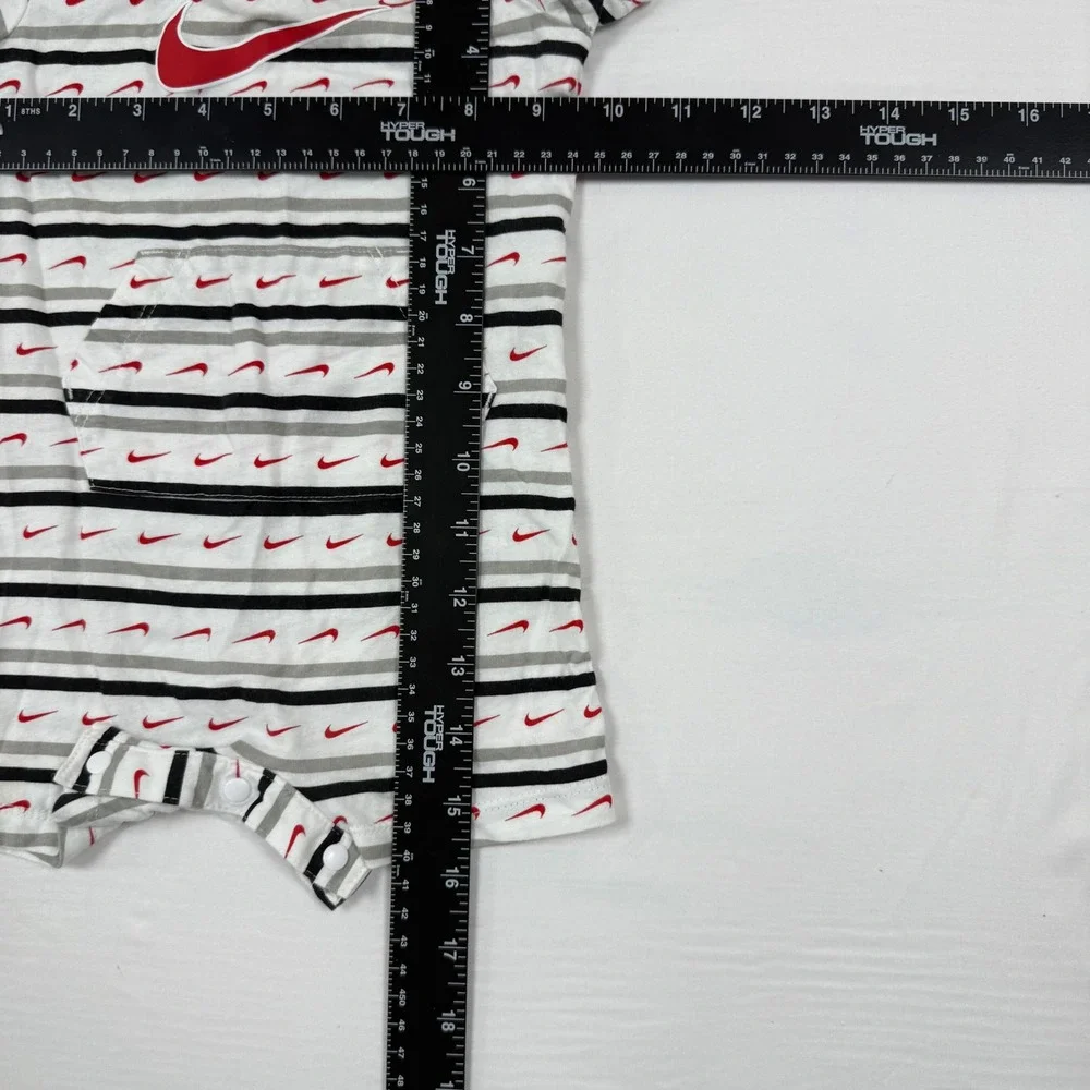 Nike Baby Romper Bodysuit Striped Logo Short Sleeve‎ Snap Crotch 9M